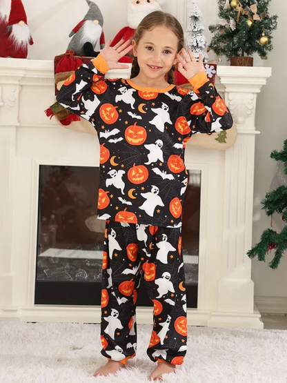 Halloween Pumpkin Pajamas - Spider Pumpkin Printed Two Piece Pajama Set - Shello's Creative Boutique
