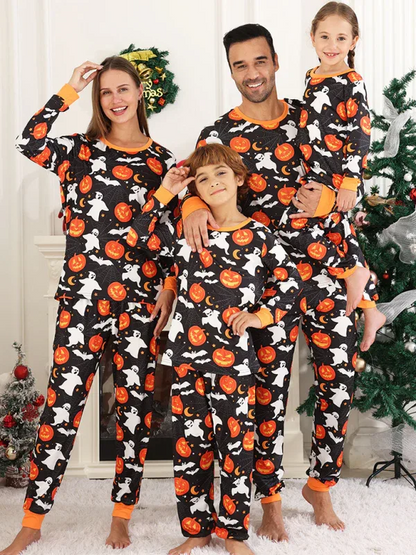 Halloween Pumpkin Pajamas - Spider Pumpkin Printed Two Piece Pajama Set - Shello's Creative Boutique