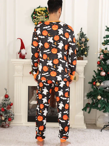 Halloween Pumpkin Pajamas - Spider Pumpkin Printed Two Piece Pajama Set - Shello's Creative Boutique