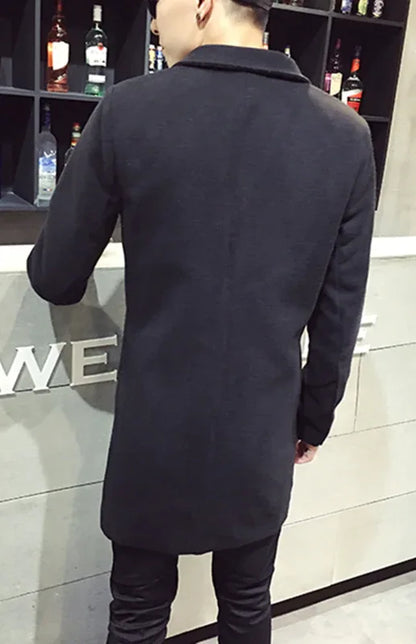 Men's Long Woolen Coat - Shello's Creative Boutique