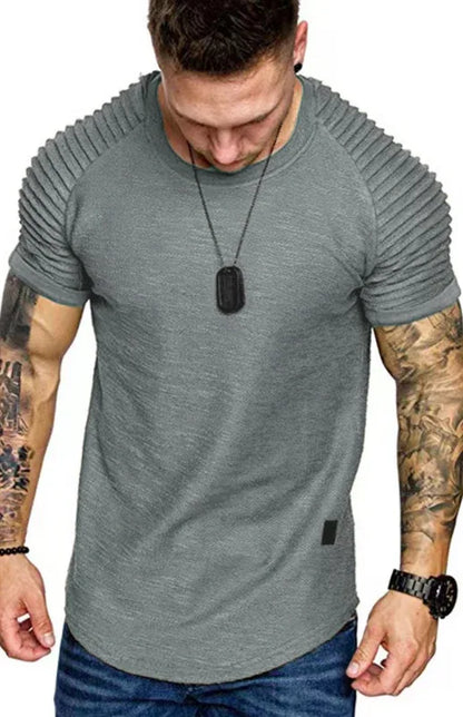 Men's Casual Poly Blend Ribbed Sleeve Tee - Shello's Creative Boutique