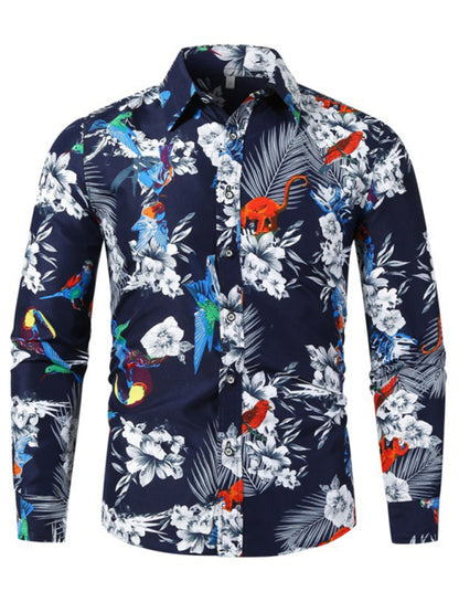 Floral Print Lapel Collar Button-Up Shirt Shello Creative Boutique