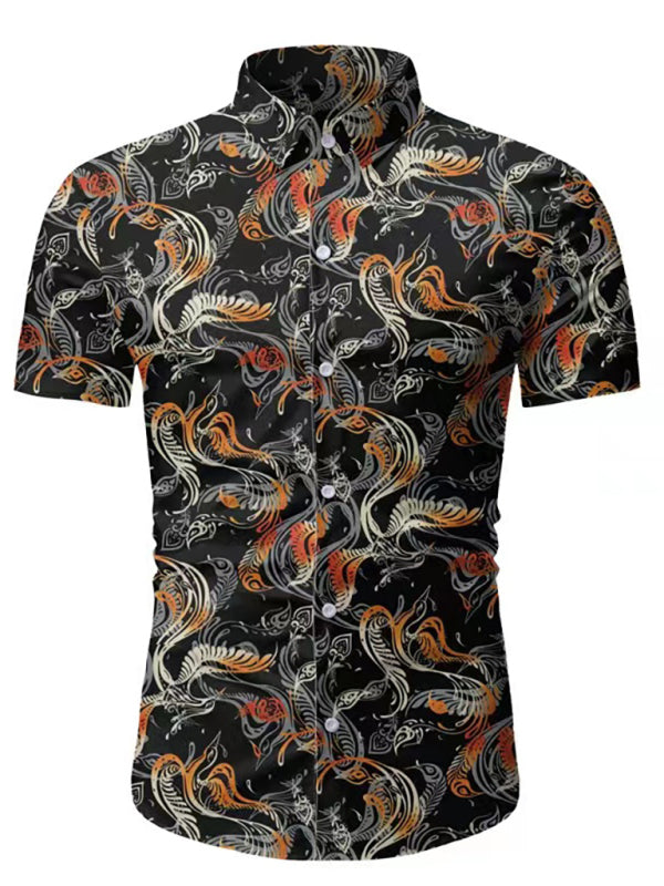 Men's Hawaiian Shirt Button Down Shirts Short-Sleeve Work Shirt Spread Collar Tops Shello Creative Boutique