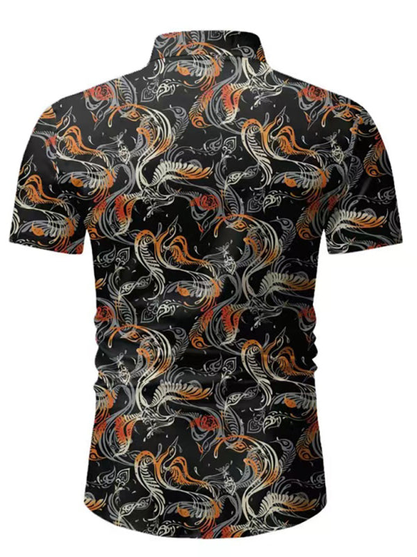 Men's Hawaiian Shirt Button Down Shirts Short-Sleeve Work Shirt Spread Collar Tops Shello Creative Boutique