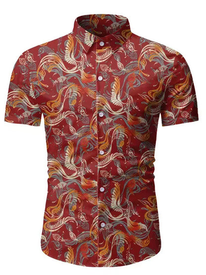 Men's Hawaiian Shirt Button Down Shirts Short-Sleeve Work Shirt Spread Collar Tops Shello Creative Boutique