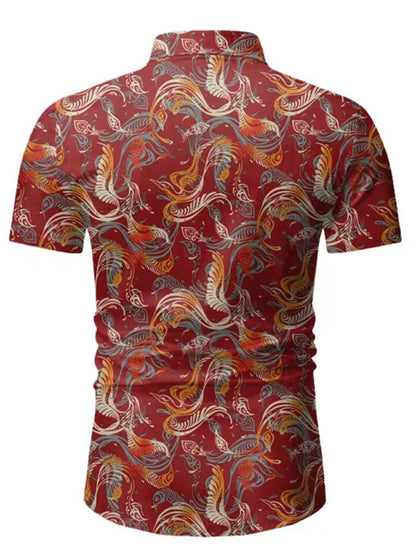 Men's Hawaiian Shirt Button Down Shirts Short-Sleeve Work Shirt Spread Collar Tops Shello Creative Boutique