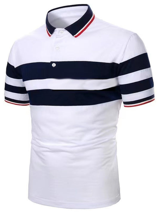Men's Short Sleeve Color Block Knit Polo Shirt Shello's Creative Boutique