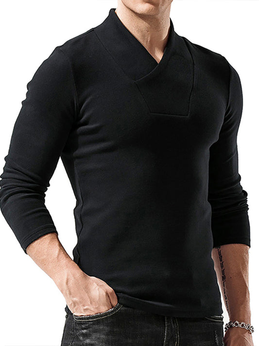 Men's Woolen V-Neck Stretchy Long Sleeve Tee Shello's Creative Boutique