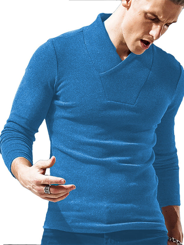 Men's Woolen V-Neck Stretchy Long Sleeve Tee Shello's Creative Boutique