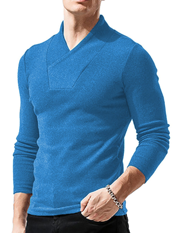 Men's Woolen V-Neck Stretchy Long Sleeve Tee Shello's Creative Boutique