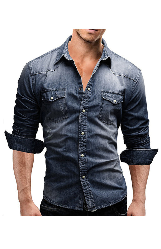 Spring-Summer Polyester Lapel Collar Solid Men's Shirt Shello Creative Boutique