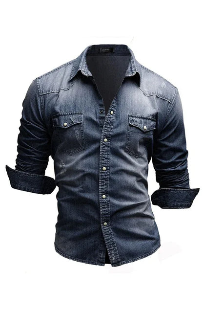 Spring-Summer Polyester Lapel Collar Solid Men's Shirt - Shello's Creative Boutique