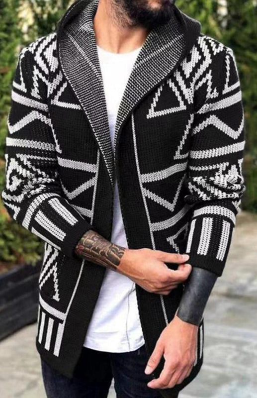 Autumn And Winter Models Cardigan Sweater In The Long Jacquard Knitwear Jacket Shello's Creative Boutique