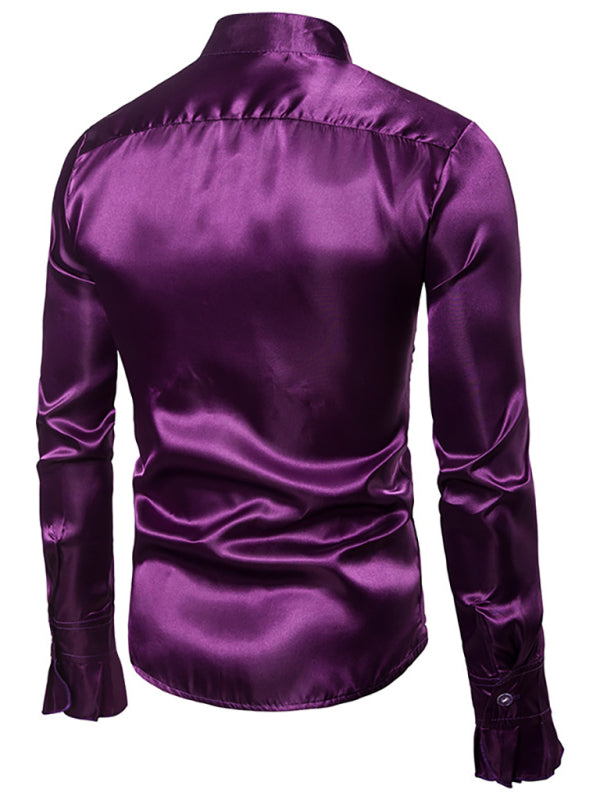 Men's Ruffled Standing Collar Party Shirt Shello Creative Boutique
