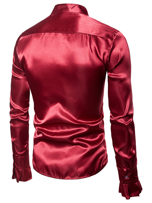 Men's Ruffled Standing Collar Party Shirt Shello Creative Boutique