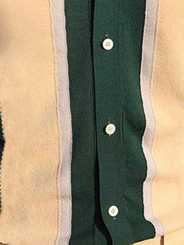 Collision T-Shirt Single-Breasted Cardigan Knitted Short-Sleeved Polo Shirt Shello Creative Boutique