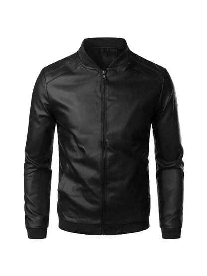 Men's Casual PU Leather Knit Jacket - Shello's Creative Boutique