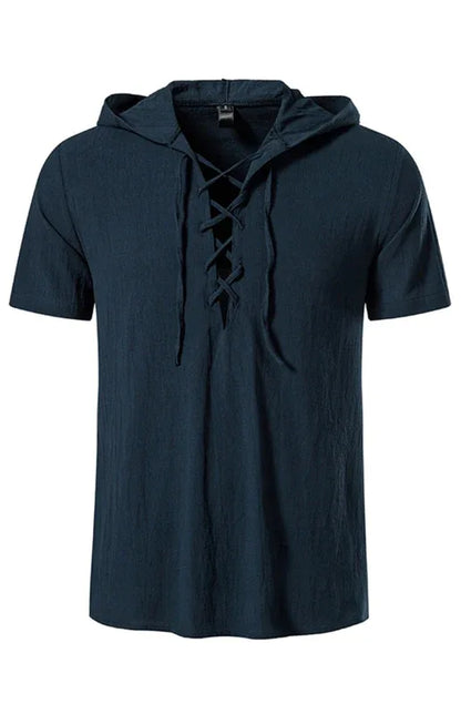 Men's Spring/Summer Fashion Solid Color Hooded Short Sleeve T-Shirt Top - Shello's Creative Boutique
