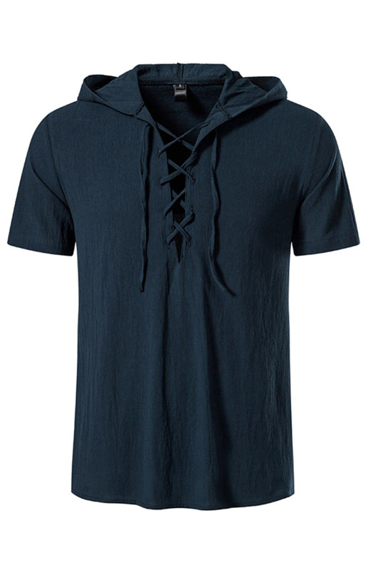 Men's Spring/Summer Fashion Solid Color Hooded Short Sleeve T-Shirt Top Shello's Creative Boutique