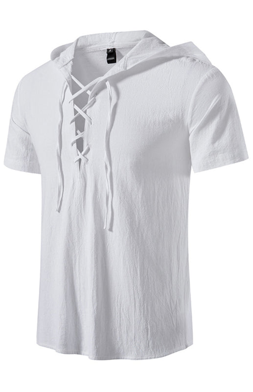 Men's Spring/Summer Fashion Solid Color Hooded Short Sleeve T-Shirt Top Shello's Creative Boutique