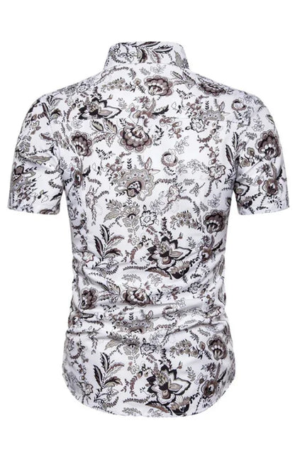 Men's Spring-Summer Leisure Lapel Collar Full Body Print Woven Shirt - Shello's Creative Boutique