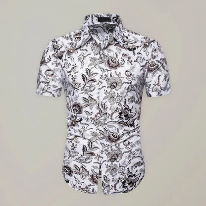 Men's Spring-Summer Leisure Lapel Collar Full Body Print Woven Shirt - Shello's Creative Boutique