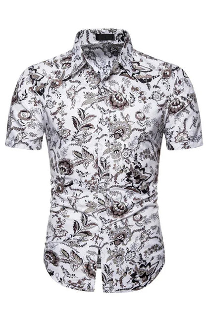 Men's Spring-Summer Leisure Lapel Collar Full Body Print Woven Shirt - Shello's Creative Boutique