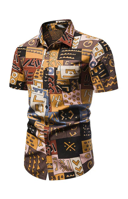 Men’s Geometric Print Casual Shirt - Shello's Creative Boutique