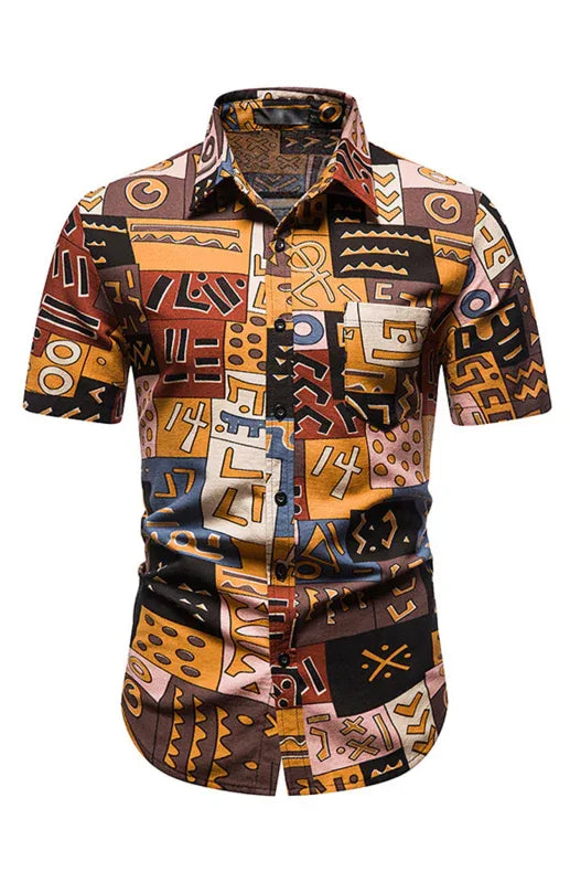 Men’s Geometric Print Casual Shirt Shello Creative Boutique