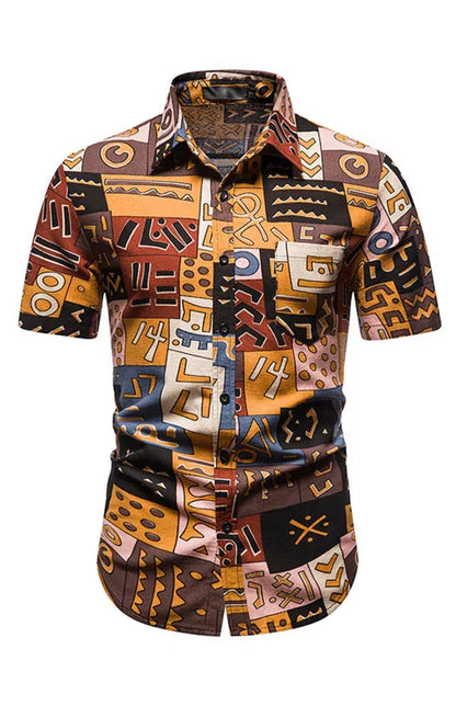 Men’s Geometric Print Casual Shirt - Shello's Creative Boutique