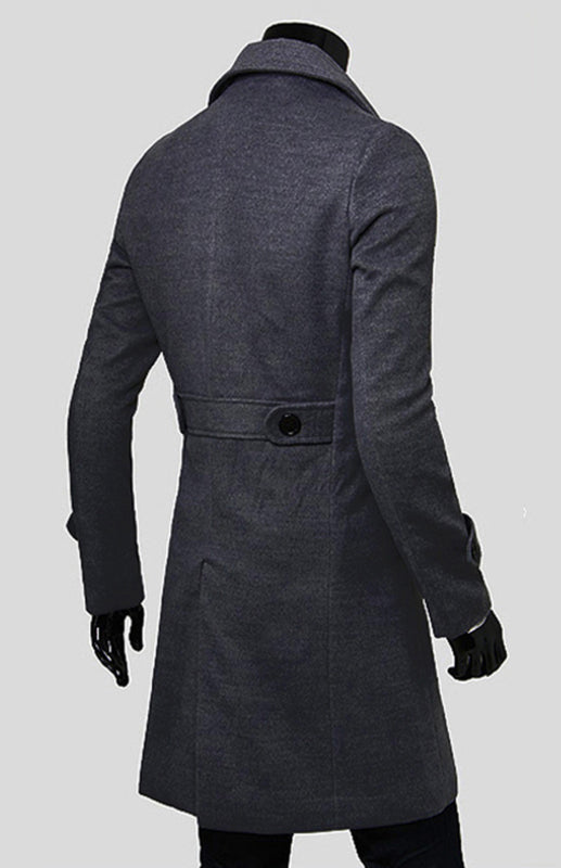 Men's Double Breasted Lengthened Simple Wool Coat Shello Creative Boutique