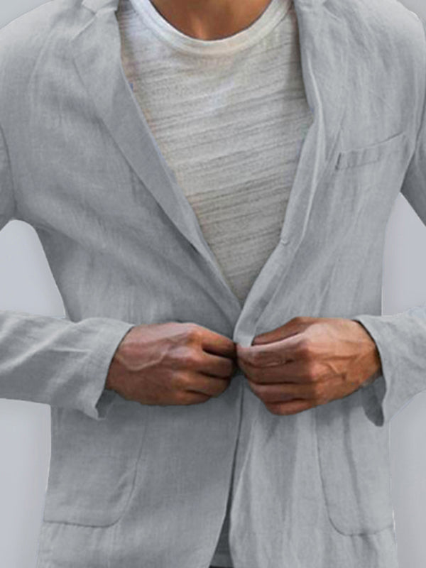 Men's Linen Cotton Loose Comfortable Solid Color Boutique Thin Casual Blazer Shello Creative Boutique