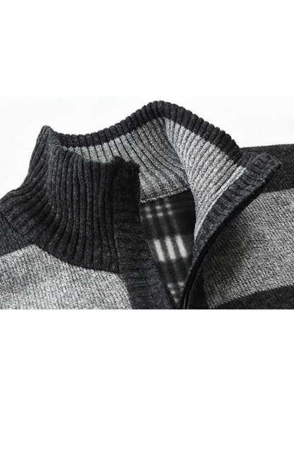 Men's New Colourblock Standing Collar Zip Cardigan – A Perfect Blend of Fashion and Function - Shello's Creative Boutique
