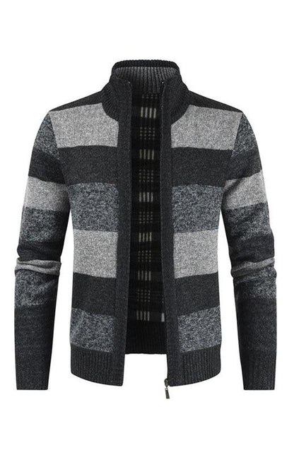 Men's New Colourblock Standing Collar Zip Cardigan – A Perfect Blend of Fashion and Function - Shello's Creative Boutique