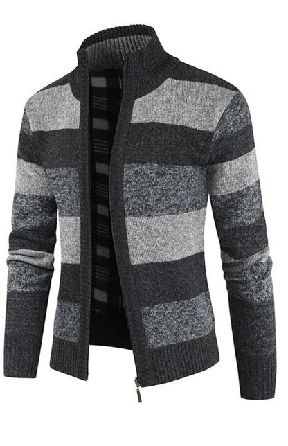 Men's New Colourblock Standing Collar Zip Cardigan – A Perfect Blend of Fashion and Function - Shello's Creative Boutique
