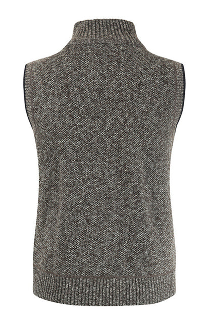 Men's Zip Vest Solid Color Stand Collar Sleeveless Knit Cardigan Shello Creative Boutique