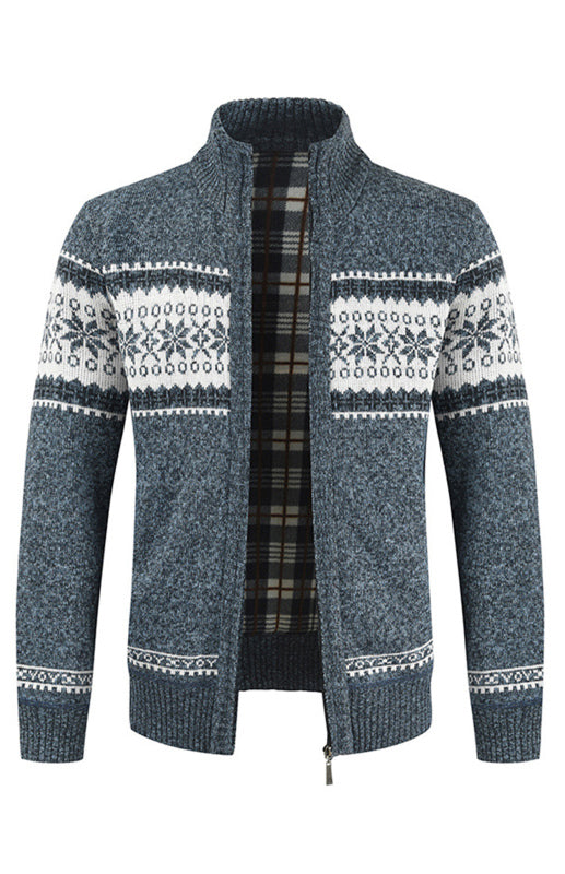 Men's New Sweater Cardigan Colorblock Standing Collar Sweater Shello Creative Boutique