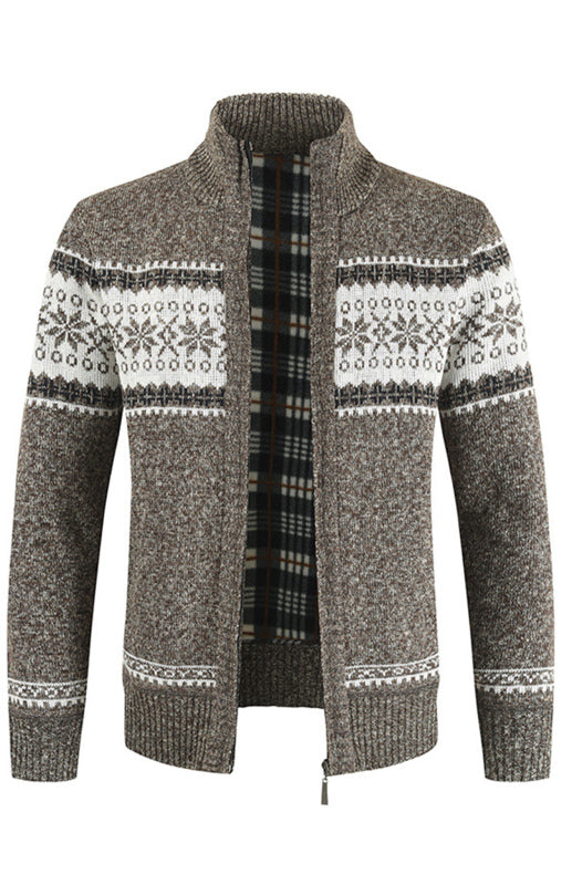 Men's New Sweater Cardigan Colorblock Standing Collar Sweater Shello Creative Boutique
