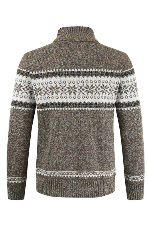 Men's New Sweater Cardigan Colorblock Standing Collar Sweater Shello Creative Boutique