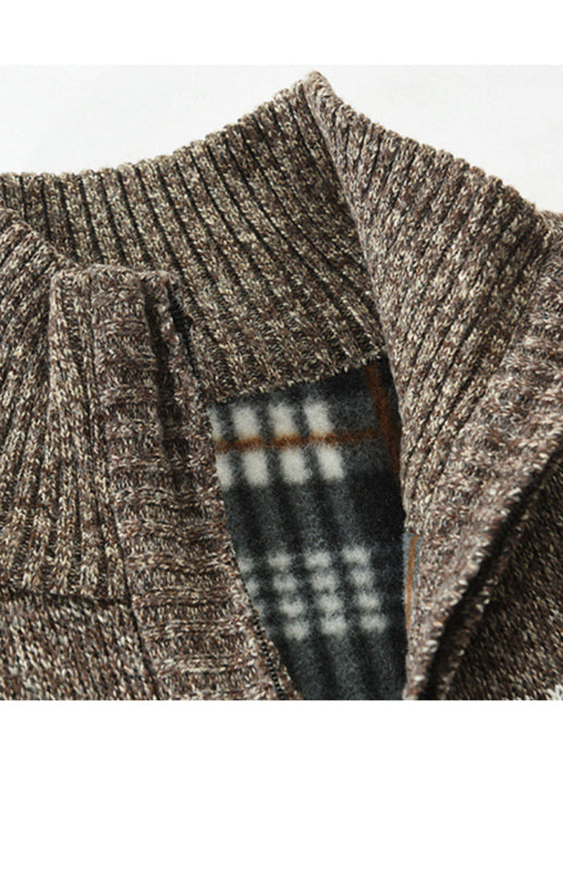 Men's New Sweater Cardigan Colorblock Standing Collar Sweater Shello Creative Boutique