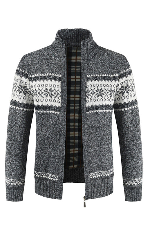 Men's New Sweater Cardigan Colorblock Standing Collar Sweater Shello Creative Boutique