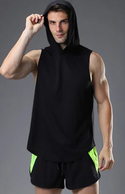 Men's Hooded Woven Polyester Sports Vest - Shello's Creative Boutique