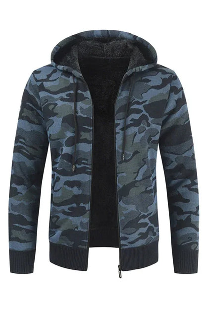 Men's Hooded Sweater Cardigan Camo Hooded Athleisure Sweater - Shello's Creative Boutique