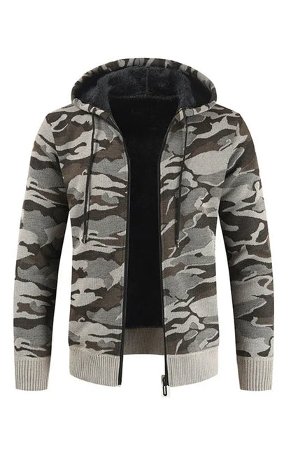 Men's Hooded Sweater Cardigan Camo Hooded Athleisure Sweater - Shello's Creative Boutique