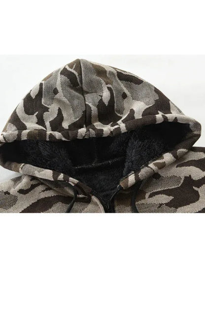 Men's Hooded Sweater Cardigan Camo Hooded Athleisure Sweater - Shello's Creative Boutique