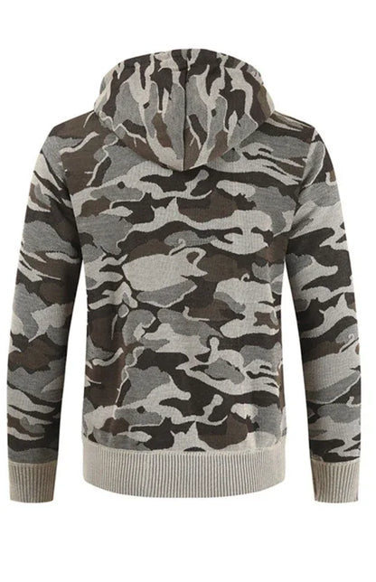 Men's Hooded Sweater Cardigan Camo Hooded Athleisure Sweater - Shello's Creative Boutique