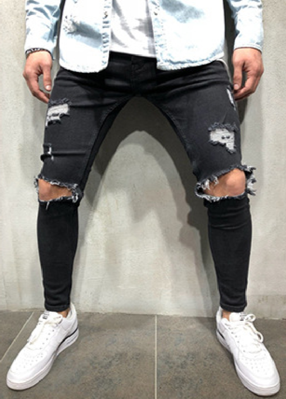 Street Style Men's Four Seasons Slight Elasticity Solid Denim Jeans Shello Creative Boutique
