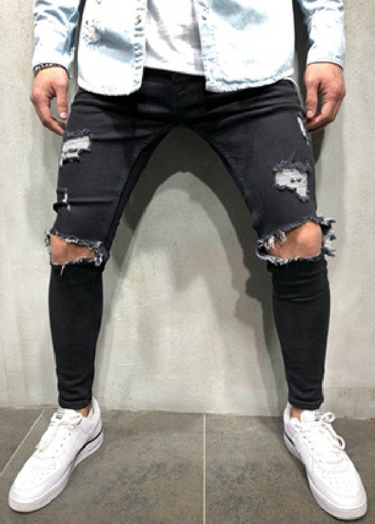 Street Style Men's Four Seasons Slight Elasticity Solid Denim Jeans Shello Creative Boutique