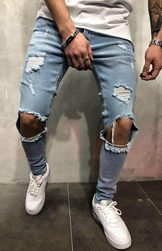 Street Style Men's Four Seasons Slight Elasticity Solid Denim Jeans Shello Creative Boutique