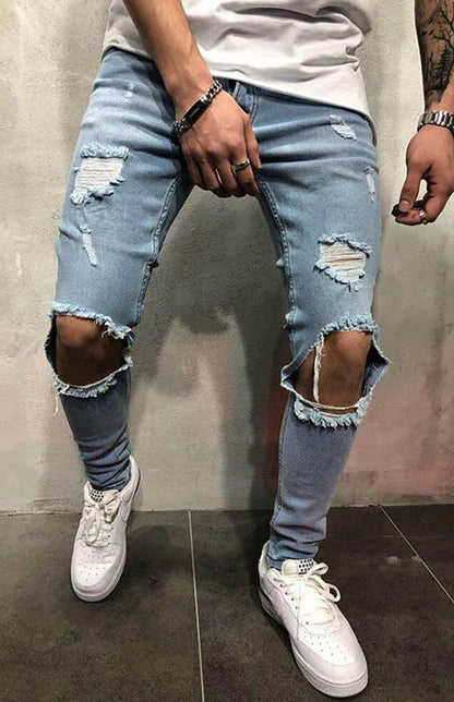 Street Style Men's Four Seasons Slight Elasticity Solid Denim Jeans - Shello's Creative Boutique